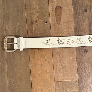 Ivory and Gold Floral Studded Belt